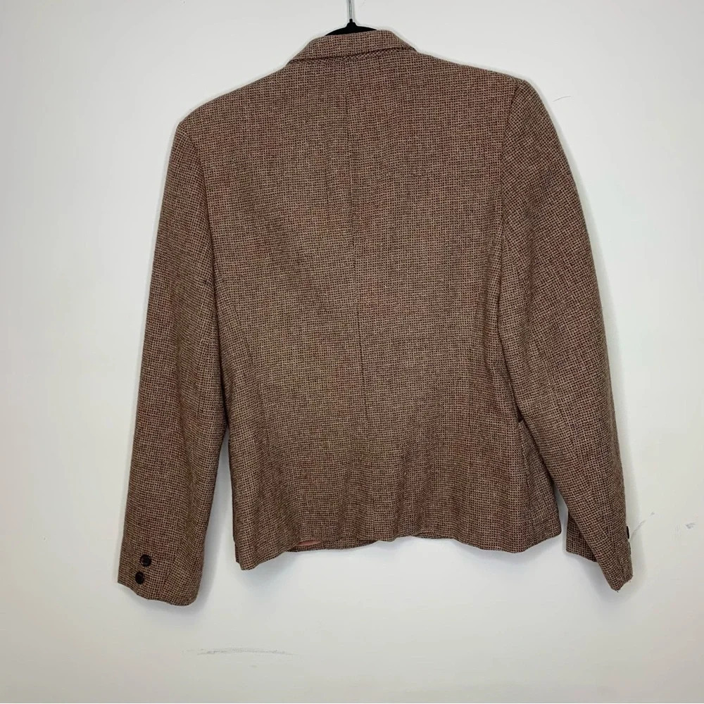 Vintage 60s 70s Red Brown Textured Lightweight 2 Button Front Blazer Size 10 - Picture 9 of 12